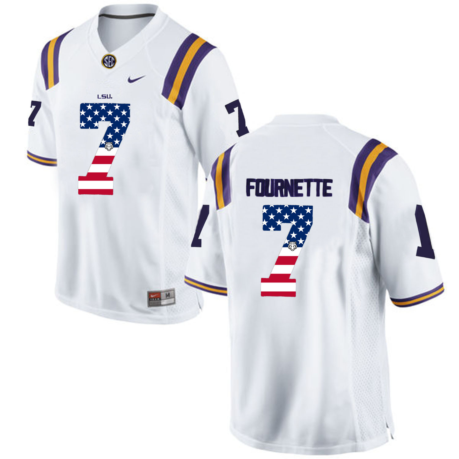 US Flag Fashion Men LSU Tigers Leonard Fournette 7 College Football Limited Jersey White